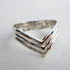 3 Strand Hammered Chevron Ring in Sterling Silver