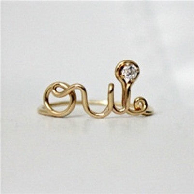 SOLID 14K GOLD OUI RING WITH DIAMOND