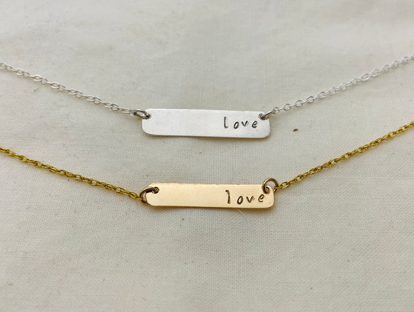 Love Stamped Bar Pendant