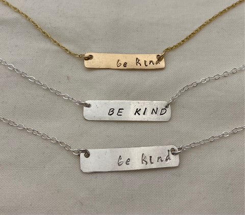 Be Kind Stamped Bar Pendant